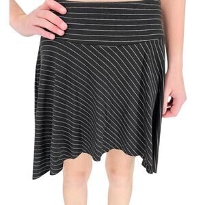 Vintage Y2K Shameless Womens S Asymmetrical Hem Knit Skirt Black White Striped